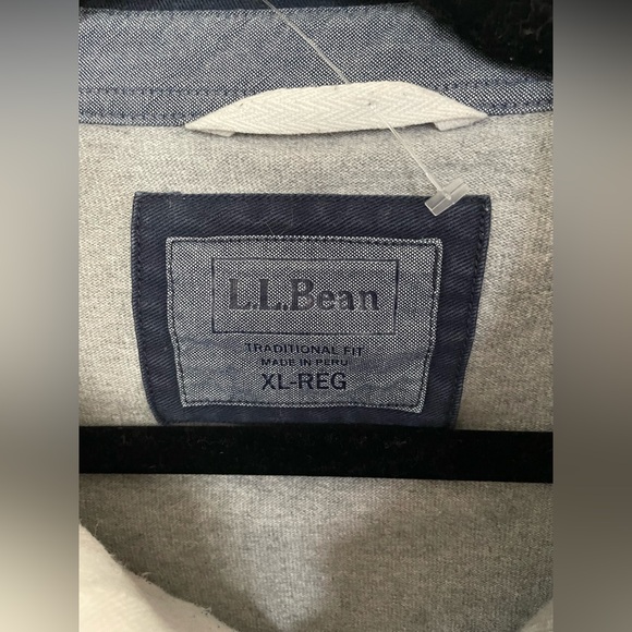 L.L. Bean Men’s Long Sleeve Polo Rugby Shirt Gray XL Regular 100% Cotton - Picture 2 of 5